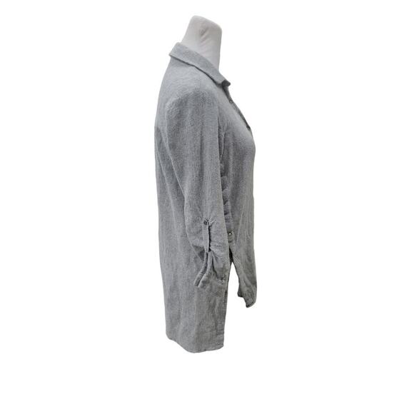 ZARA Gray Linen Tunic Top Button Down Long Sleeve Shirt Lagenlook Boho - Picture 6 of 10